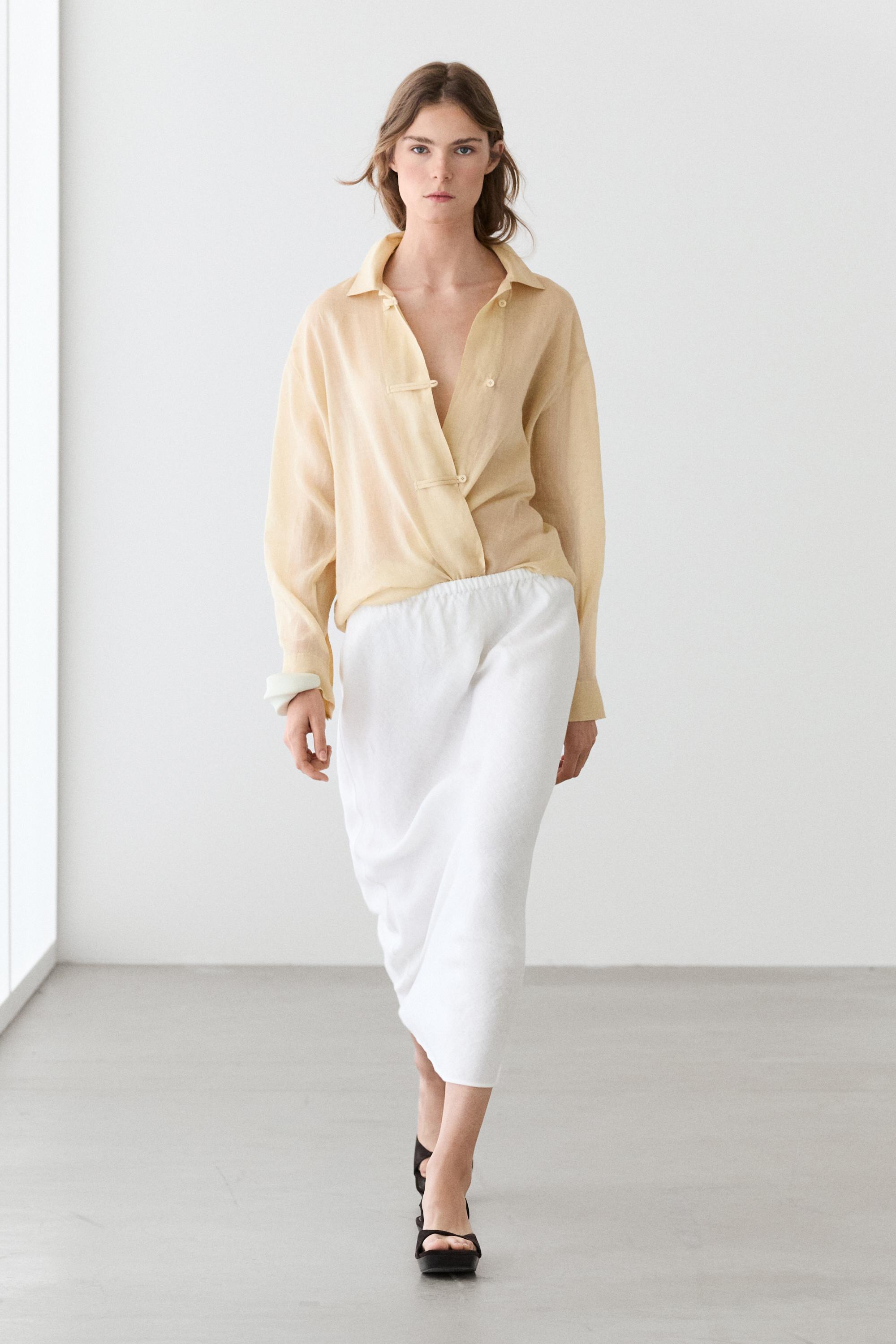 Flowing total look 100% ramie shirt